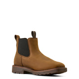 Ariat Activator Chelsea Waterproof Wide Square Toe Steel Toe Work Boot in Rye Brown, medial view