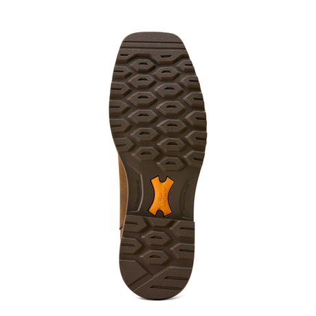Ariat Activator Chelsea Waterproof Wide Square Toe Steel Toe Work Boot in Rye Brown, sole view