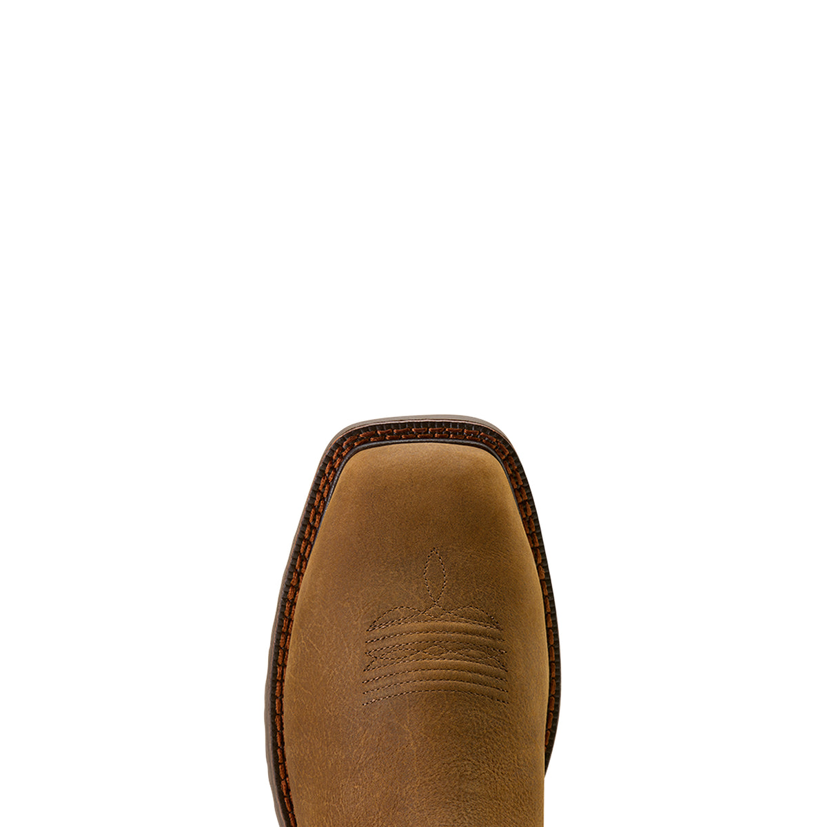 Ariat Activator Chelsea Waterproof Wide Square Toe Steel Toe Work Boot in Rye Brown, toe view