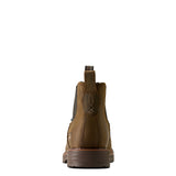 Ariat Activator Chelsea Waterproof Wide Square Toe  Work Boot in Rye Brown, heel view