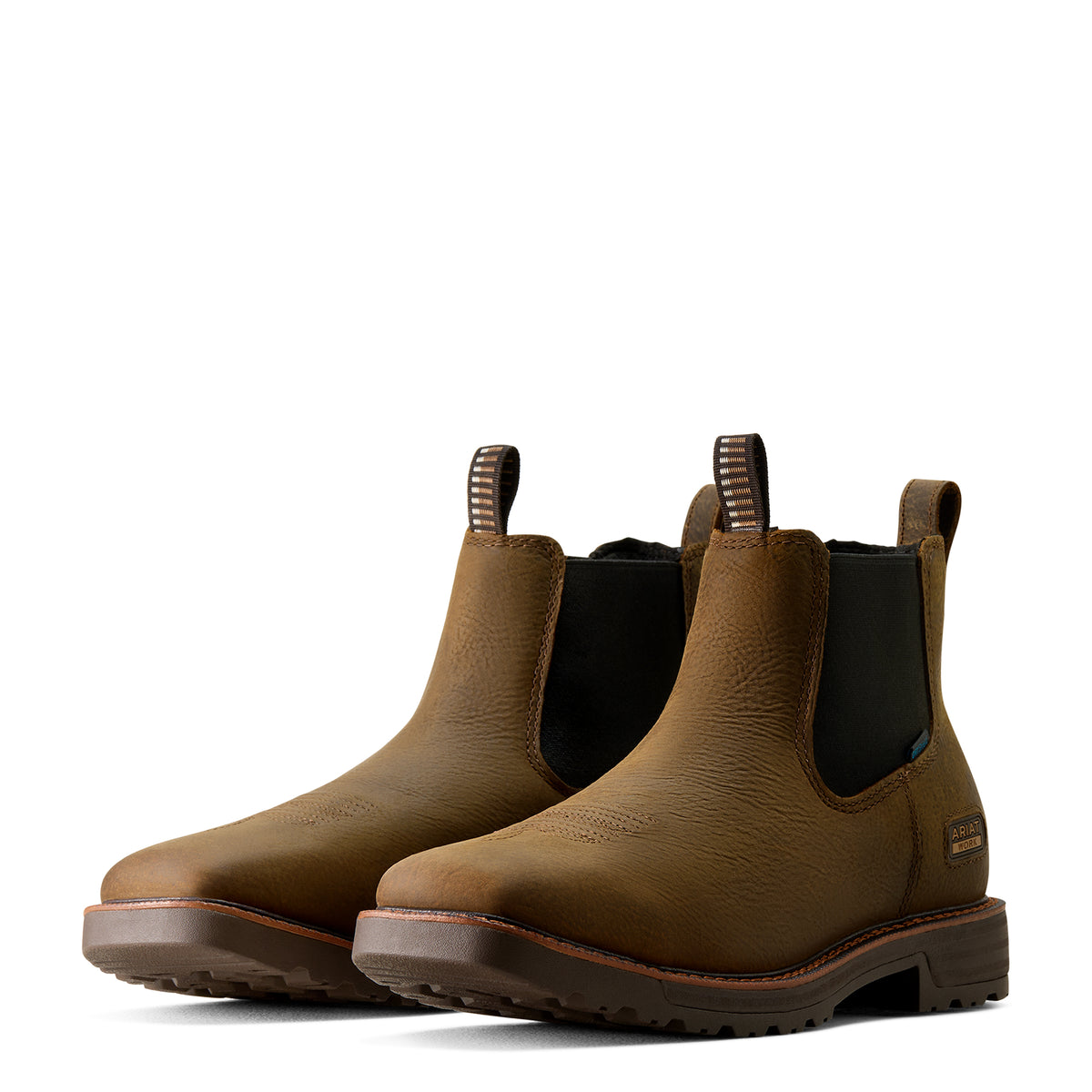 Ariat Activator Chelsea Waterproof Wide Square Toe  Work Boot in Rye Brown, pair view