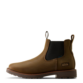 Ariat Activator Chelsea Waterproof Wide Square Toe  Work Boot in Rye Brown, side view