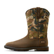 Ariat Groundbreaker Antler Waterproof Wide Square Toe Steel Toe Work Boot in Bruin Brown, side view