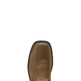 Ariat Groundbreaker Antler Waterproof Wide Square Toe Steel Toe Work Boot in Bruin Brown, toe view