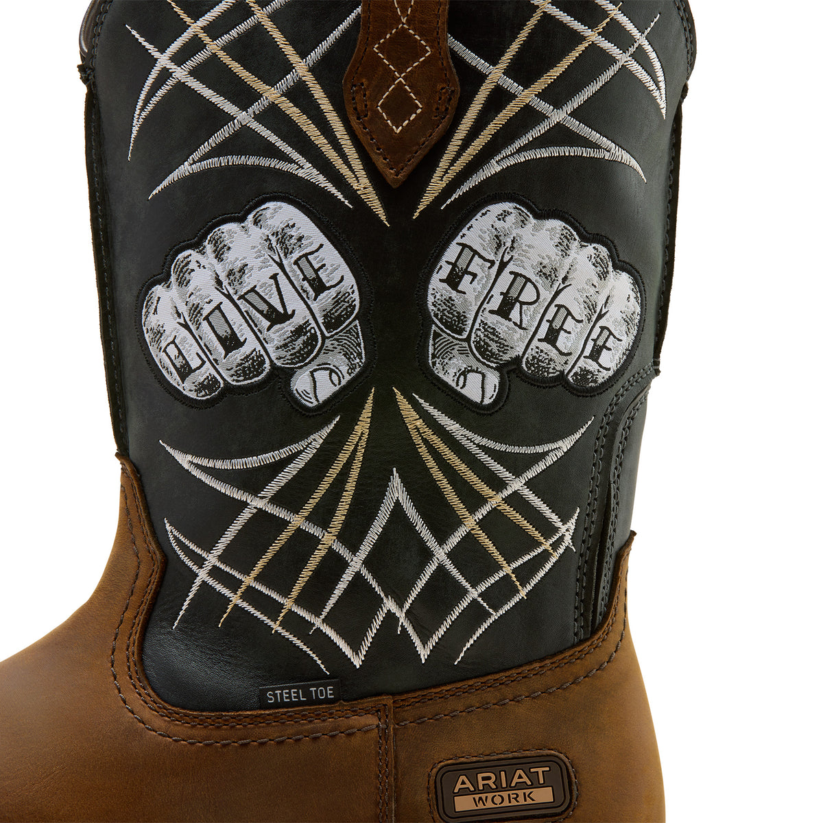 Ariat Activator Live Free Wide Square Toe Steel Toe Work Boot in Distressed Brown, detail01 view