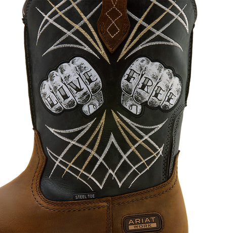 Ariat Activator Live Free Wide Square Toe Steel Toe Work Boot in Distressed Brown, detail01 view