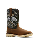 Ariat Activator Live Free Wide Square Toe Steel Toe Work Boot in Distressed Brown, medial view