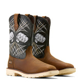 Ariat Activator Live Free Wide Square Toe Steel Toe Work Boot in Distressed Brown, pair view