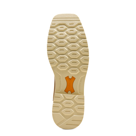 Ariat Activator Live Free Wide Square Toe Steel Toe Work Boot in Distressed Brown, sole view