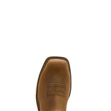 Ariat Activator Live Free Wide Square Toe Steel Toe Work Boot in Distressed Brown, toe view