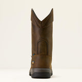 Ariat Turbo Duratread Pull On Waterproof Carbon Toe Work Boot in Dark Brown, heel view