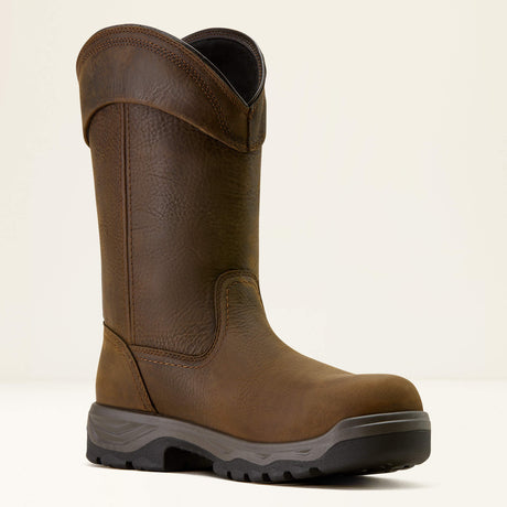 Ariat Turbo Duratread Pull On Waterproof Carbon Toe Work Boot in Dark Brown, medial view