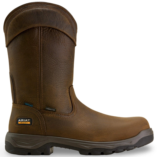 Ariat Turbo Duratread Pull On Waterproof Carbon Toe Work Boot in Dark Brown, side view