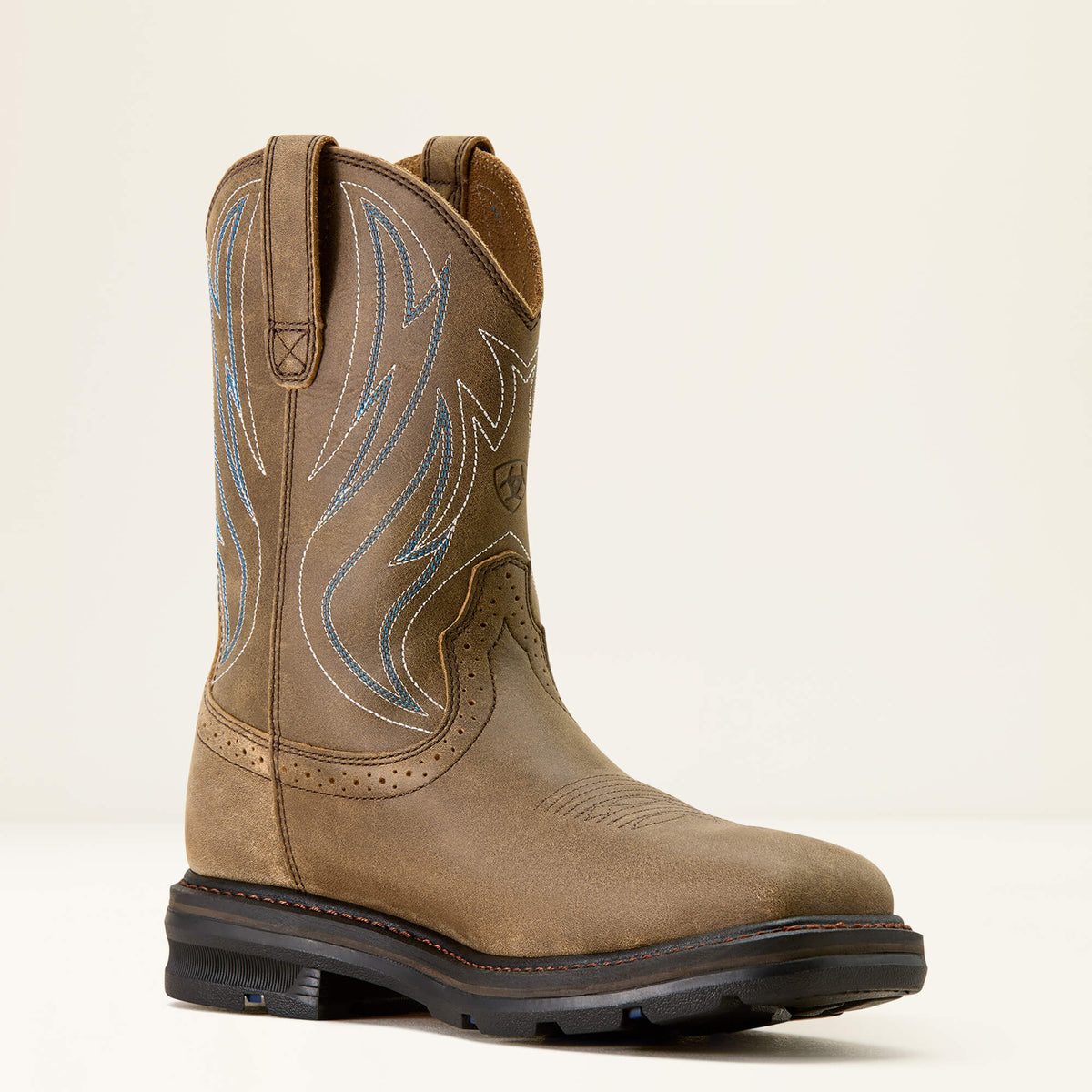 Ariat Sierra Shock Shield Wide Square Toe Steel Toe Work Boot in Brown Bomber, medial view
