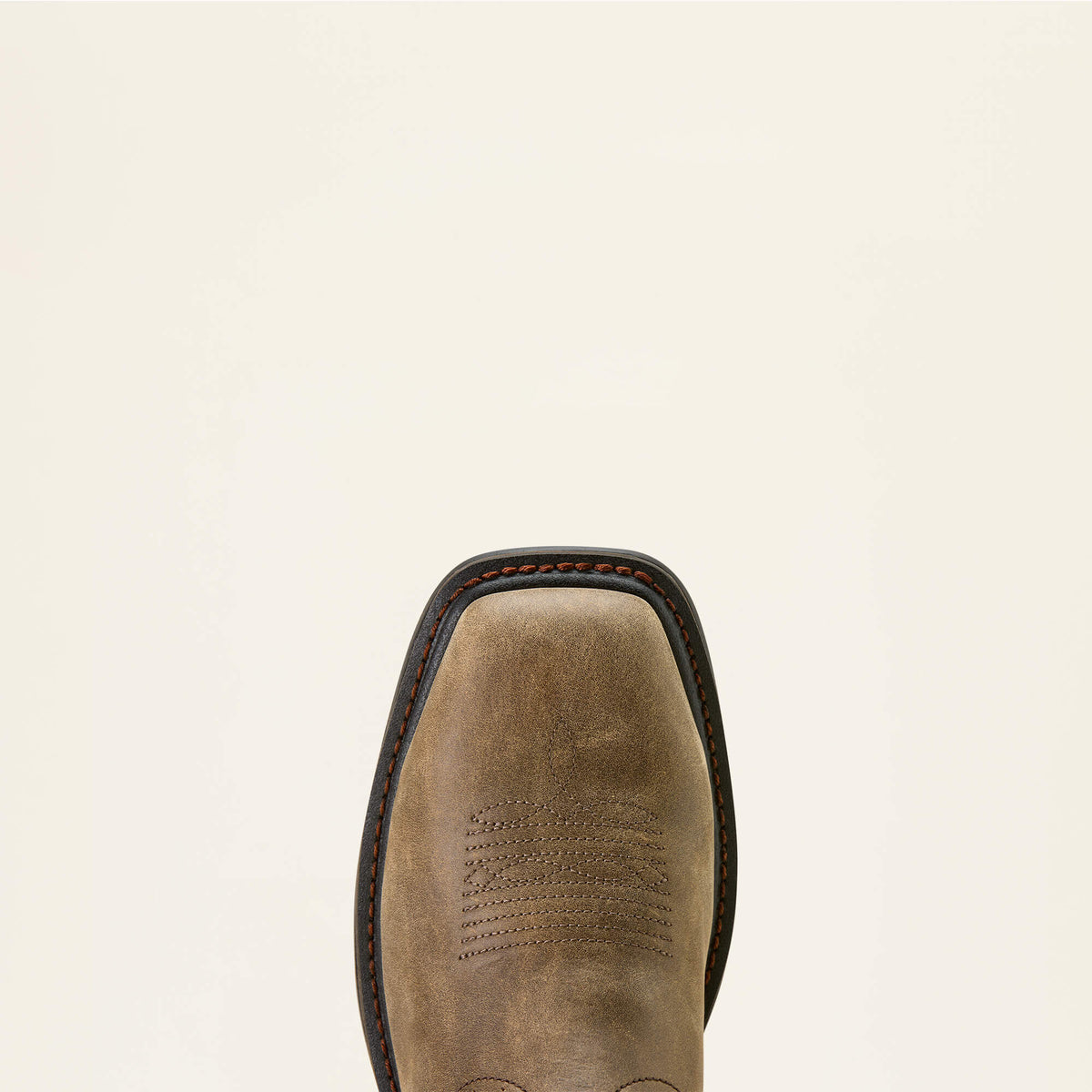 Ariat Sierra Shock Shield Wide Square Toe Steel Toe Work Boot in Brown Bomber, toe view
