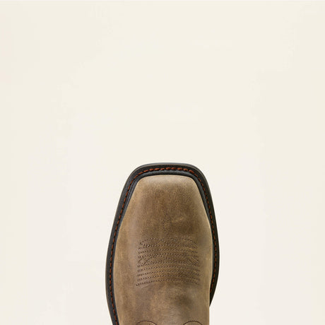 Ariat Sierra Shock Shield Wide Square Toe Steel Toe Work Boot in Brown Bomber, toe view