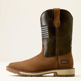 Ariat Activator Patriot Wide Square Toe  Work Boot in Alamo Brown, side view