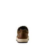 Ariat Outmatch Composite Toe Work Shoe in Distressed Brown, heel view