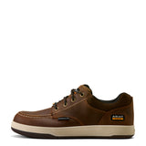 Ariat Outmatch Composite Toe Work Shoe in Distressed Brown, side view