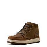 Ariat Outmatch Mid Composite Toe Work Shoe in Distressed Brown, three-quarter front view