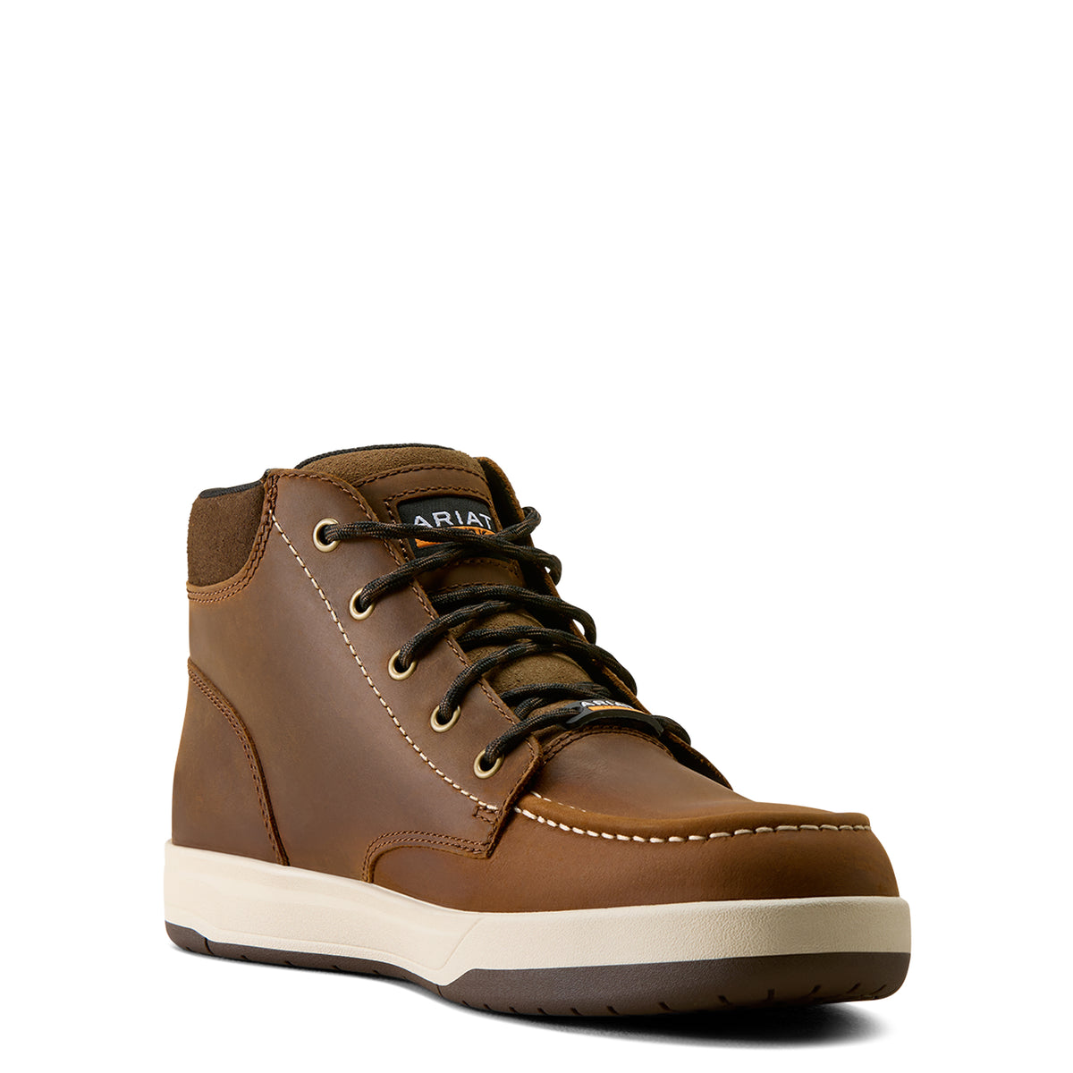 Ariat Outmatch Mid Composite Toe Work Shoe in Distressed Brown, medial view