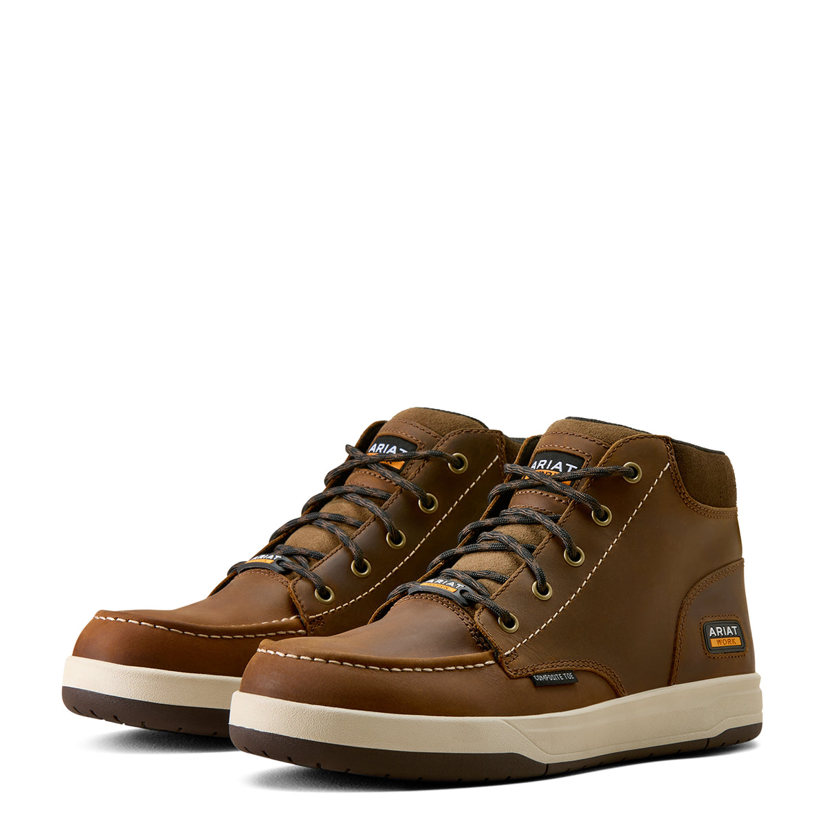 Ariat Outmatch Mid Composite Toe Work Shoe in Distressed Brown, pair view