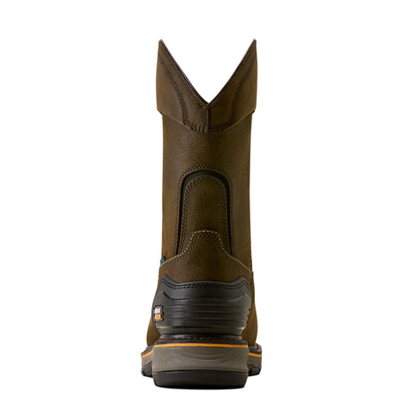 Ariat Stump Jumper Pull-On CSA Waterproof Insulated Composite Toe Work Boot in Iron Coffee, heel view