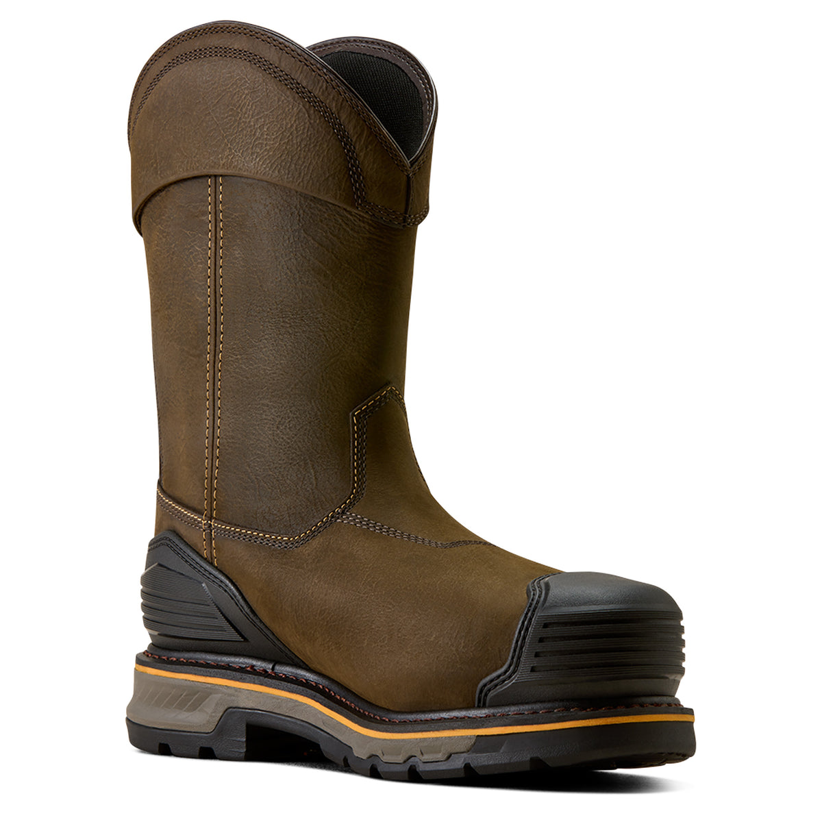Ariat Stump Jumper Pull-On CSA Waterproof Insulated Composite Toe Work Boot in Iron Coffee, medial view