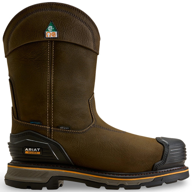 Ariat Stump Jumper CSA waterproof insulated composite toe work boot in Iron Coffee, style 10080340, side view