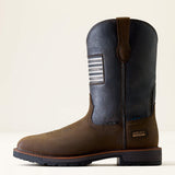 Ariat Activator Patriot waterproof steel toe work boot in Rich Brown, style 10080349, side view