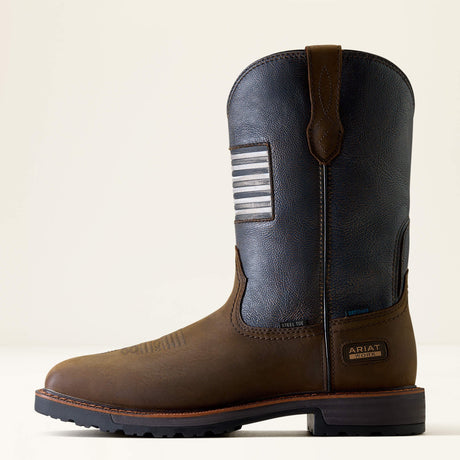 Ariat Activator Patriot waterproof steel toe work boot in Rich Brown, style 10080349, side view