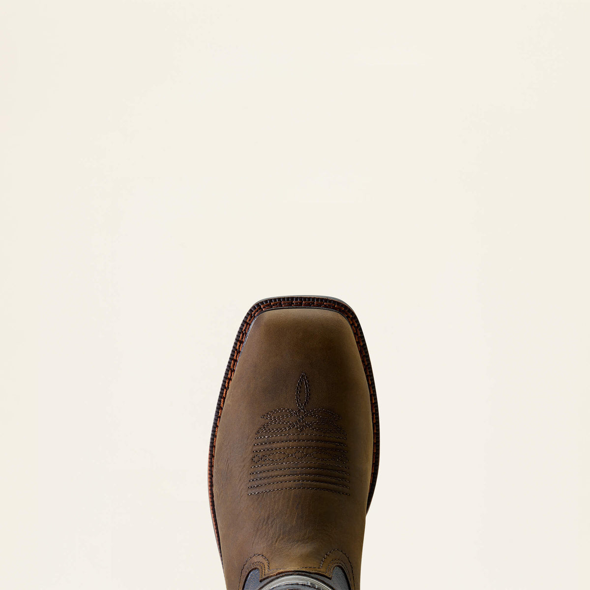 Ariat Activator Patriot Waterproof Wide Square Toe Steel Toe Work Boot in Rich Brown, toe view