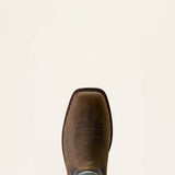 Ariat Activator Patriot Waterproof Wide Square Toe Steel Toe Work Boot in Rich Brown, toe view