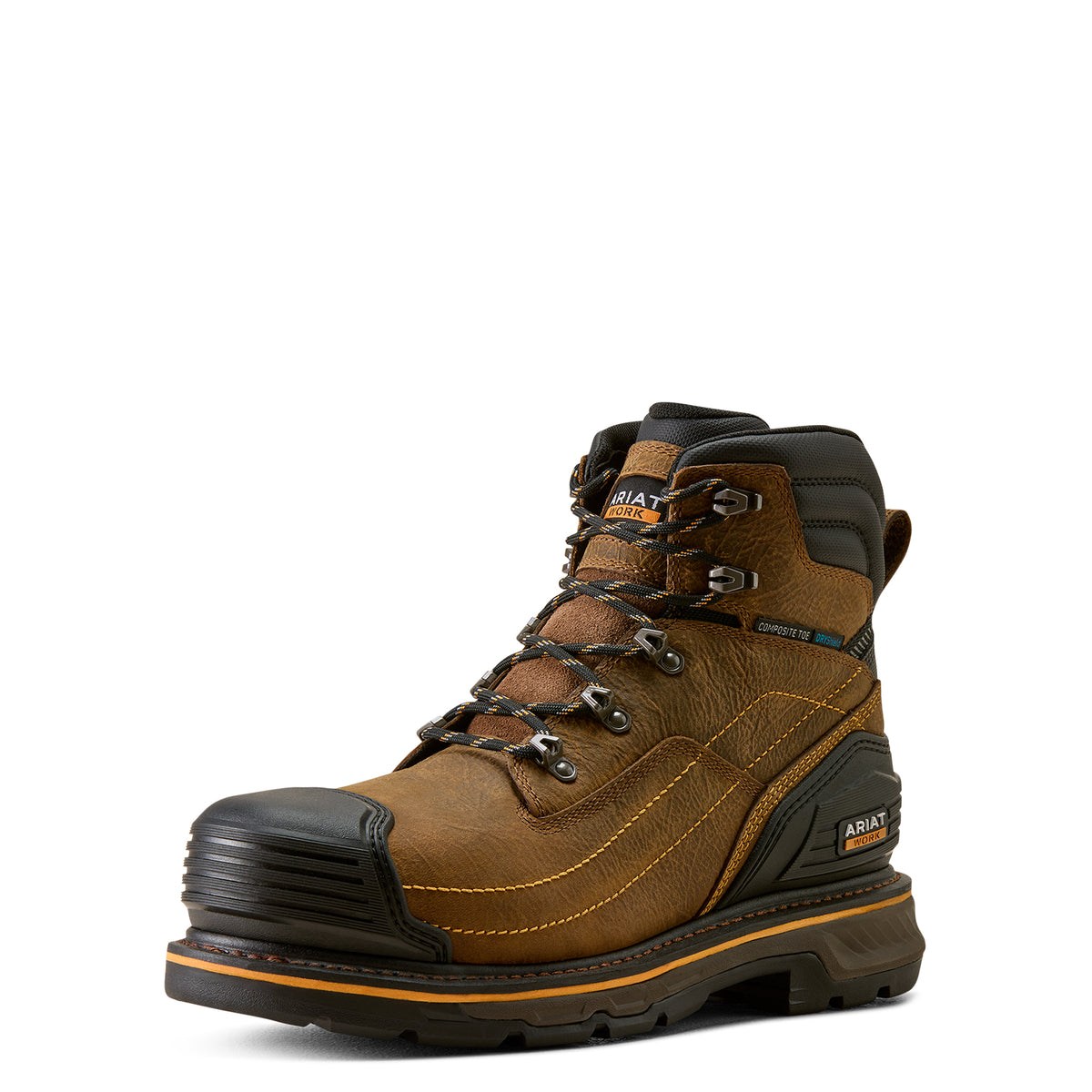 Ariat Stump Jumper 6" Waterproof Composite Toe Work Boot in Rye Brown, three-quarter front view