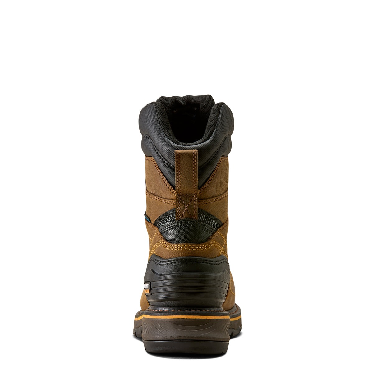Ariat Stump Jumper 8" Waterproof Composite Toe Work Boot in Rye Brown, heel view
