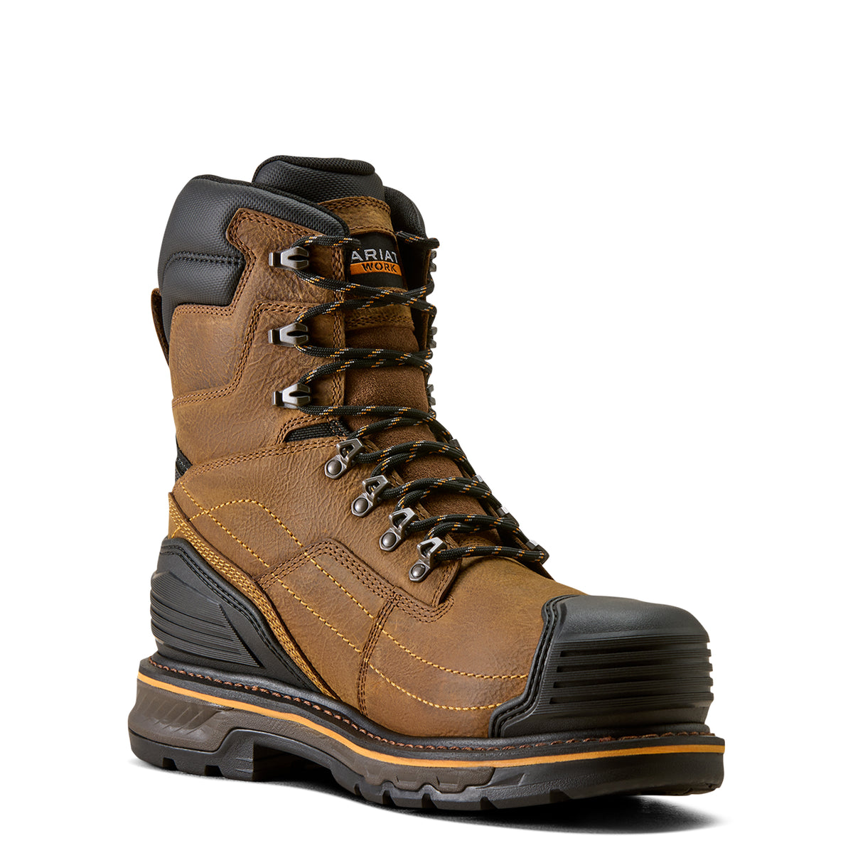 Ariat Stump Jumper 8" Waterproof Composite Toe Work Boot in Rye Brown, medial view