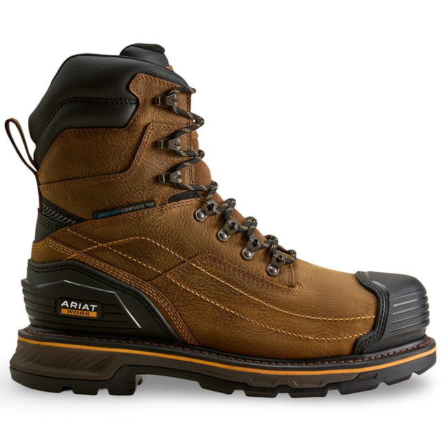 Ariat Stump Jumper 8-inch waterproof composite toe work boot in Rye Brown, style 10080454, side view