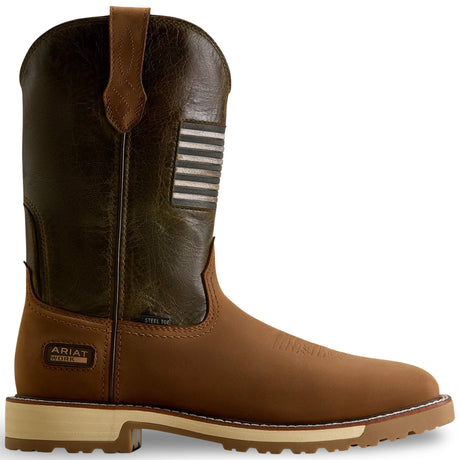 Ariat Activator Patriot steel toe work boot in Alamo Brown, style 10080468, side view