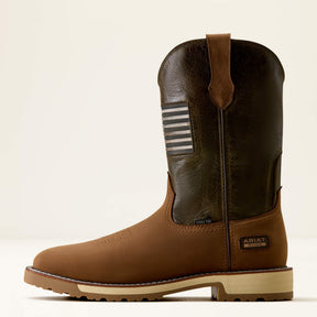Ariat Activator Patriot steel toe work boot in Alamo Brown, style 10080468, side view