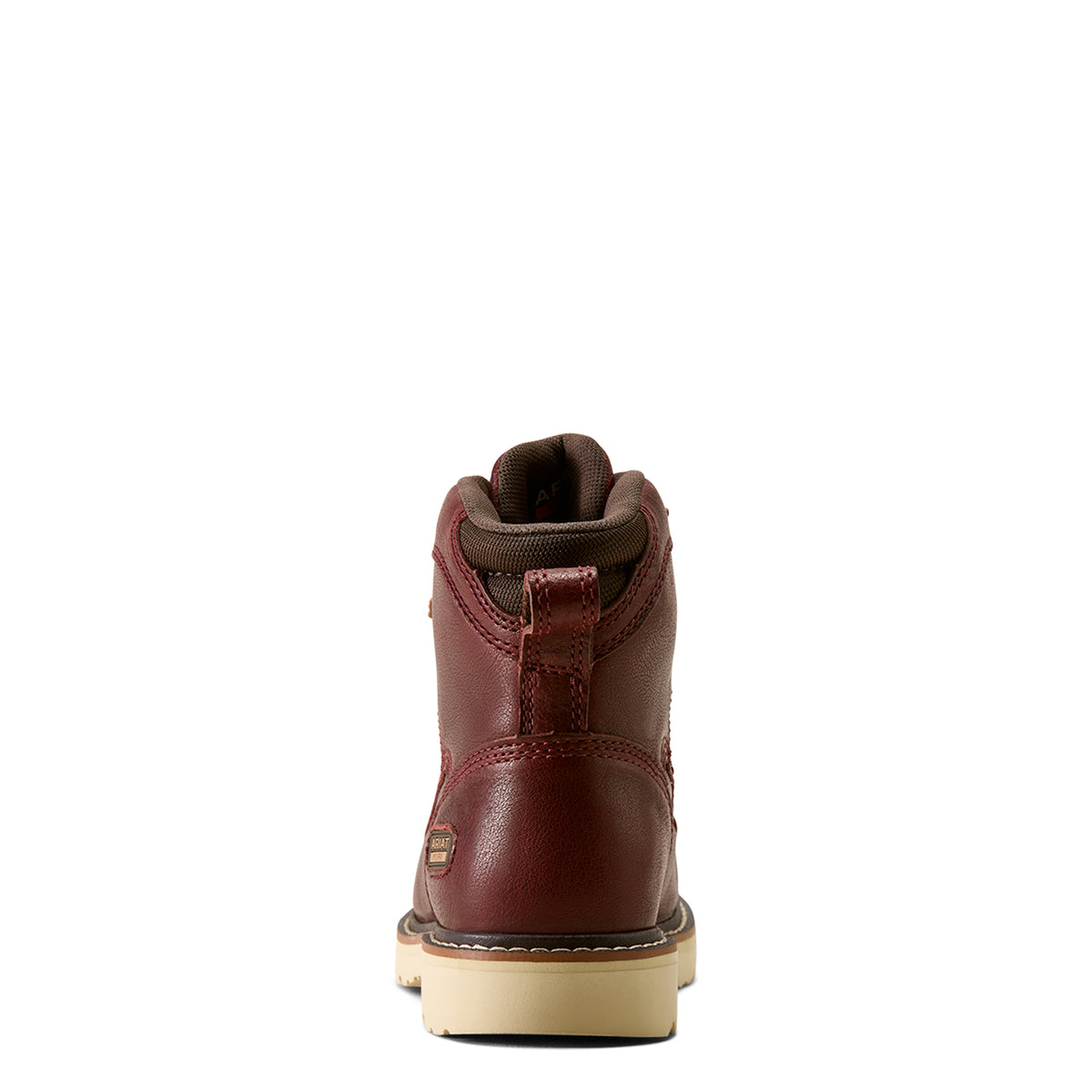 Ariat Rebar Lift Work Boot in Cranberry, heel view
