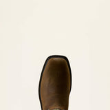 Ariat Groundwork Waterproof Wide Square Toe Steel Toe Work Boot in Dark Brown, toe view