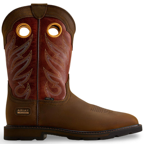 Ariat Groundwork steel toe work boot in Brown, style 10082160, side view