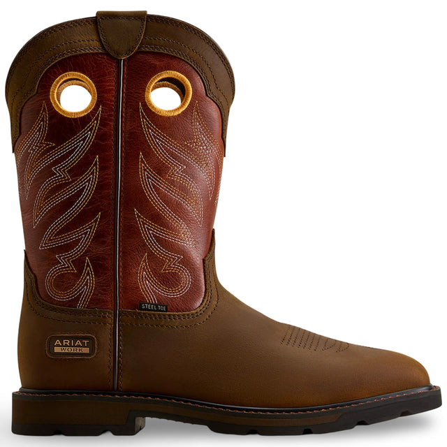 Ariat Groundwork steel toe work boot in Brown, style 10082160, side view