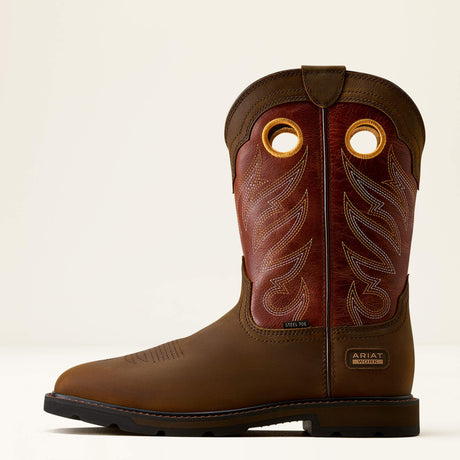 Ariat Groundwork steel toe work boot in Brown, style 10082160, side view