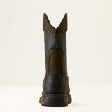Ariat WorkHog Full Boar Waterproof Wide Square Toe Composite Toe Work Boot in Iron Coffee, heel view