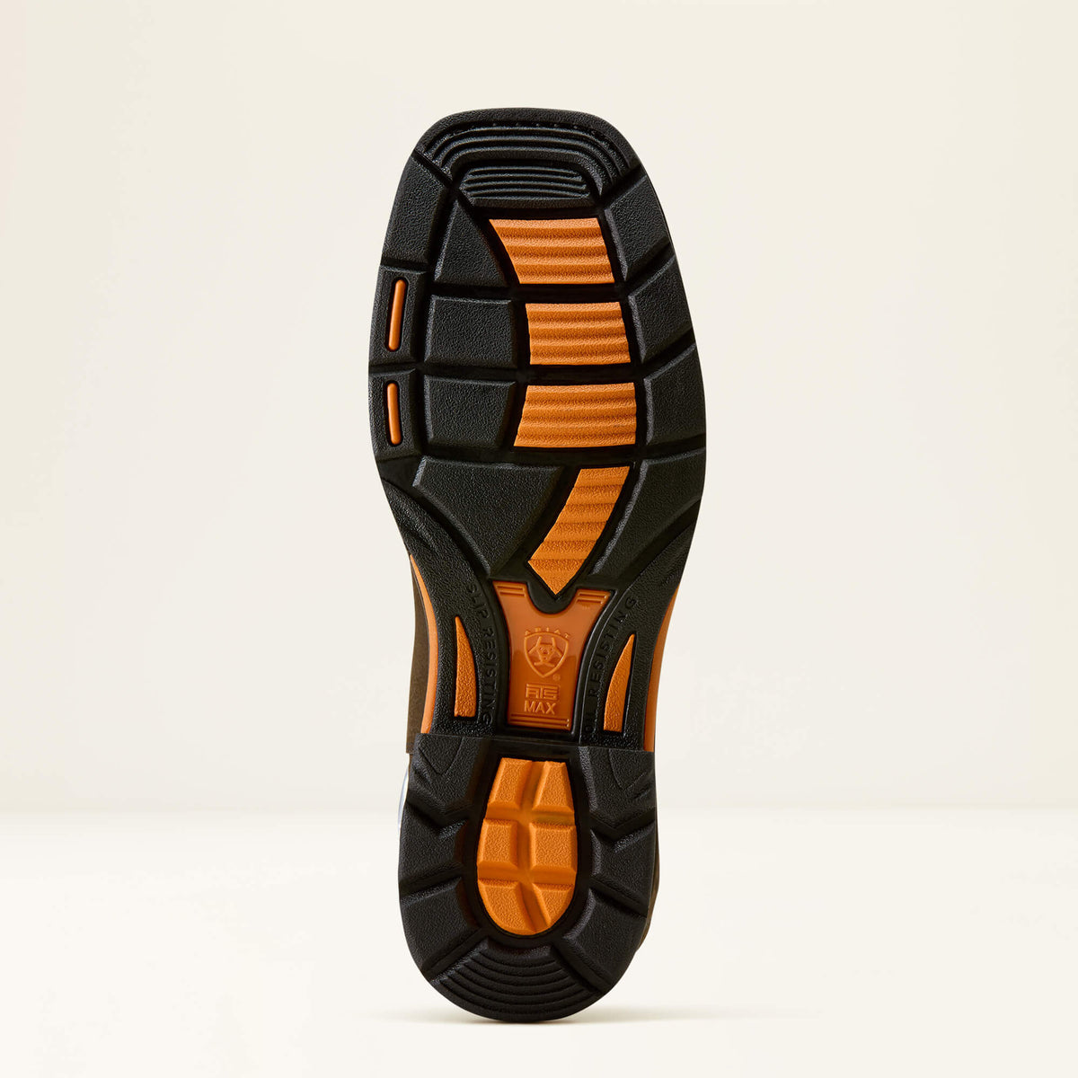 Ariat WorkHog Full Boar Waterproof Wide Square Toe Composite Toe Work Boot in Iron Coffee, sole view