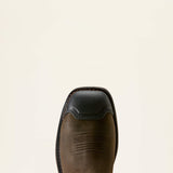 Ariat WorkHog Full Boar Waterproof Wide Square Toe Composite Toe Work Boot in Iron Coffee, toe view