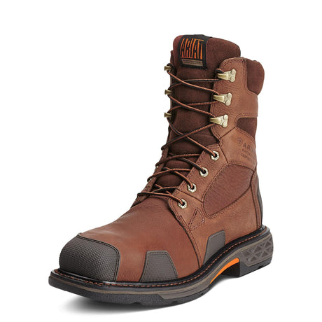 Ariat-OverDrive 8in Wide Square Toe Waterproof Composite Toe Work Boot Chestnut Brown-10012940-Steel Toes-1