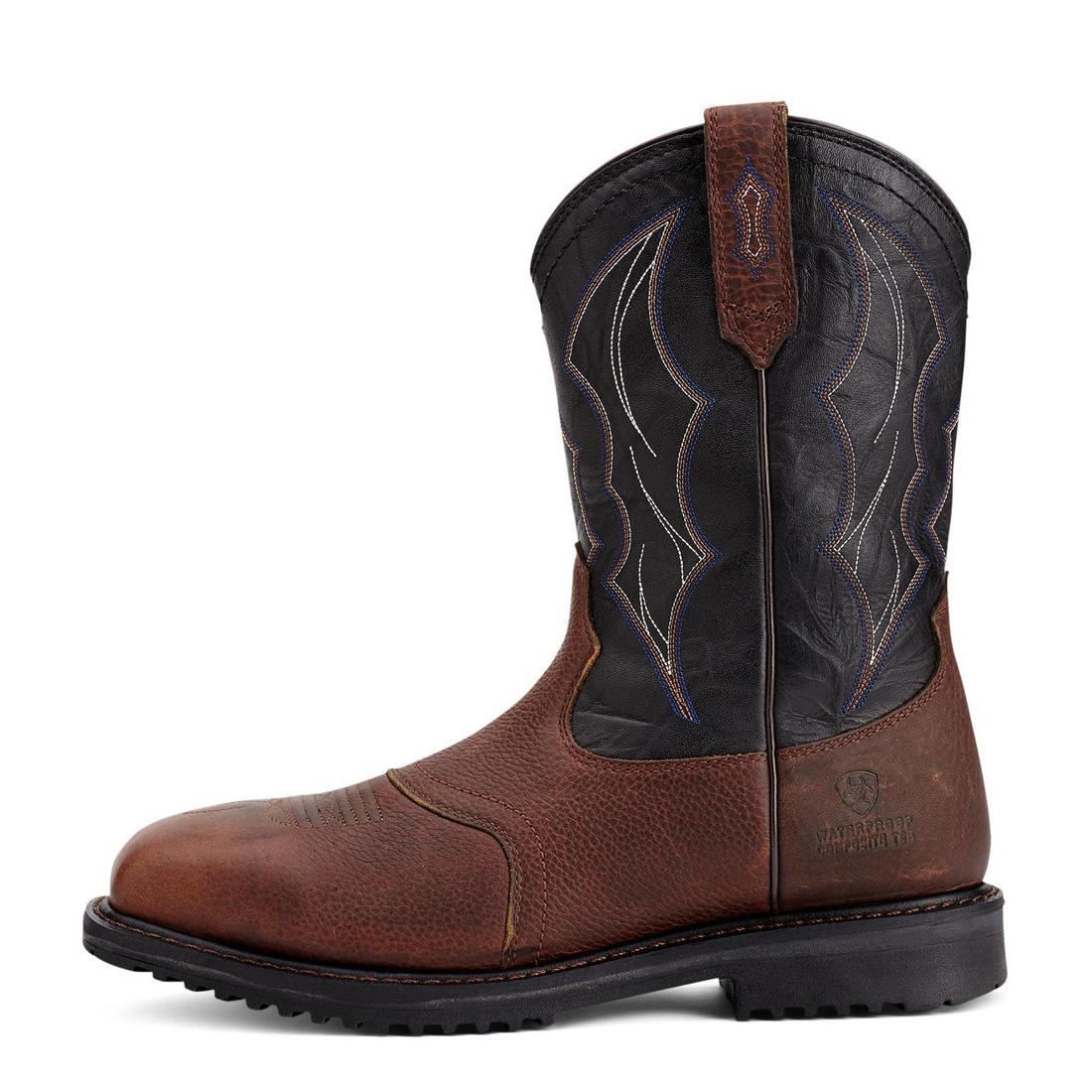 Ariat-RigTek Wide Square Toe Waterproof Composite Toe Work Boot Oiled Brown-10012932-Steel Toes-3