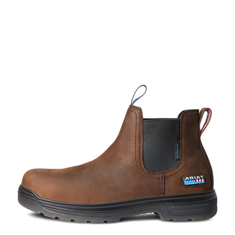 Ariat-Turbo Chelsea USA Assembled Waterproof Carbon Toe Work Boot Barley Brown-10036738-Steel Toes-4